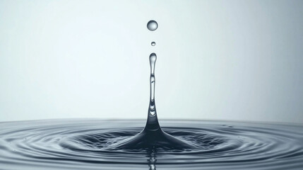 Poster - single water droplet creating ripples on a calm water surface, symbolizing tranquility, purity, and the ripple effect of a single action or thought