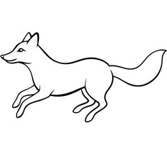 Sticker - Silhouette Black Fox Line Art Vector Illustration.