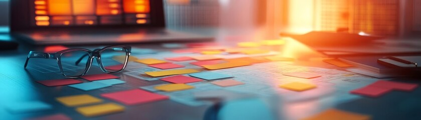 Wall Mural - a creative brainstorming session with sticky notes and diagrams, emphasizing the role of education i
