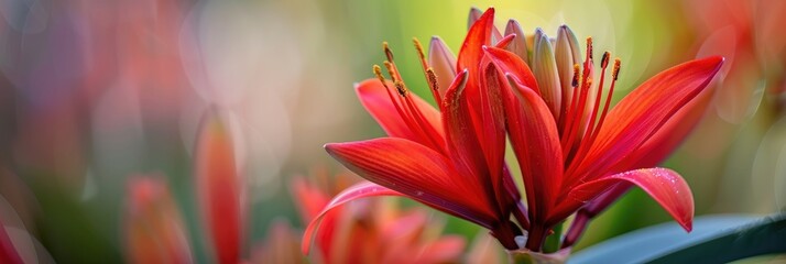 Canvas Print - Close-up of a vibrant Blood Lily blossom