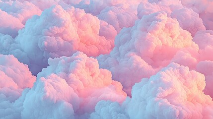 Wall Mural - a photo shows an array of pastel-colored clouds ranging from pink to blue, with white patches scatte