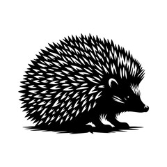 hedgehog silhouette, vector black color silhouette