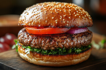 Wall Mural - hamburger on a plate