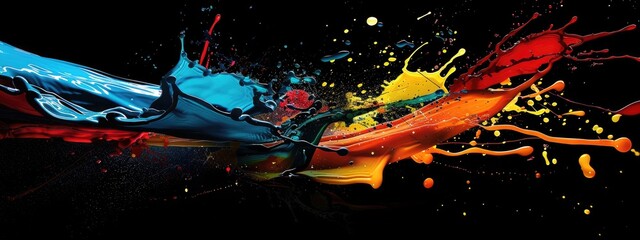 Wall Mural - Instuments background colorful splash, isolated black background Generative AI