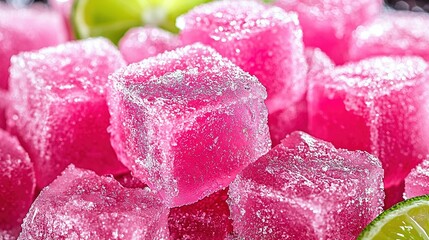 Poster -   A close-up of a sugar cube and lime wedge on the side