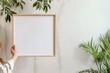 © vnmockup - Frame mockup in hands, home interior frame mockup for wall art, poster mockup, print mockup