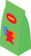 Poster - Green foil bag with gummy bears packaging standing up, side view