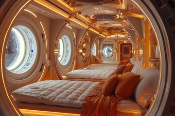 Wall Mural - a spaceship with a bed in the middle of it
