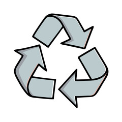 Cartoon recycling icon in blue colors for environmental awareness and sustainability concepts