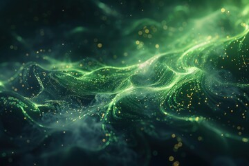 Wall Mural - A green, swirling mass of glittering particles