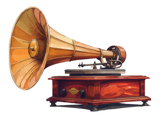 An isolated vector of a classic gramophone.