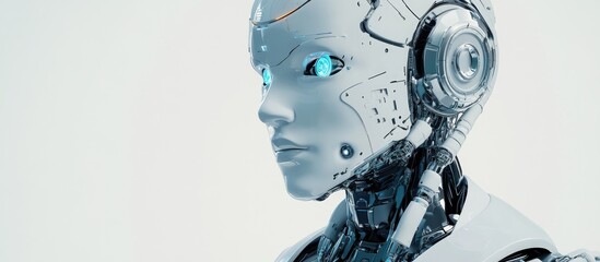Poster - Conceptual illustration of an artificial intelligence robot showcasing innovative design and futuristic elements in a 3D format