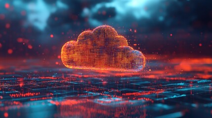 Poster - Big Data Cloud concept in a double exposure effect