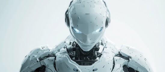 Poster - 3D illustration of a robotic figure operating in a white environment