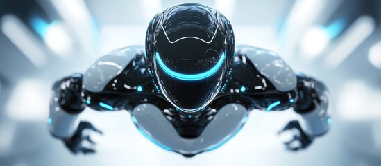 Poster - 3D illustration of a robot hovering in a rear view perspective