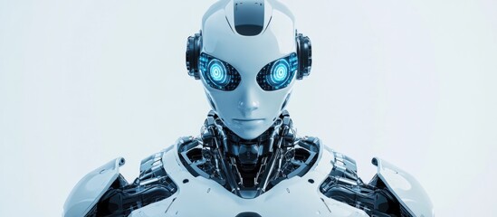 Poster - 3D illustration of a robot designed with advanced technology against a clean white backdrop