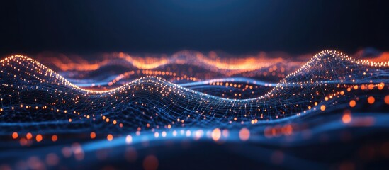 Poster - Interconnected dots and lines creating a digital background Depicting concepts of artificial intelligence and big data technology through 3D rendering
