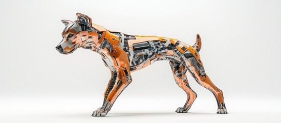 Poster - Cybersecurity canine in an upright position against a white backdrop 3D rendering