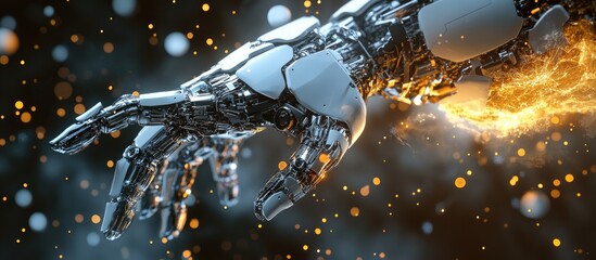 Poster - 3D illustration of a master cyber robot engaging in dynamic action