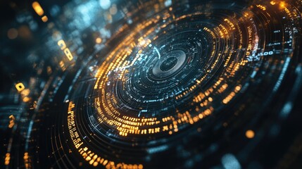 Poster - Composition of numerical elements and fractal patterns ideal for projects focused on science education and contemporary technology