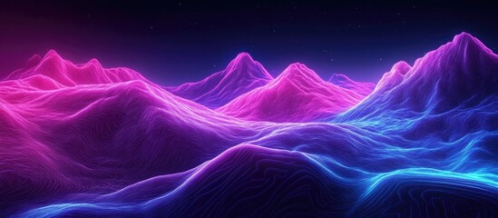 Aufkleber - Abstract 3D Neon Landscape Background