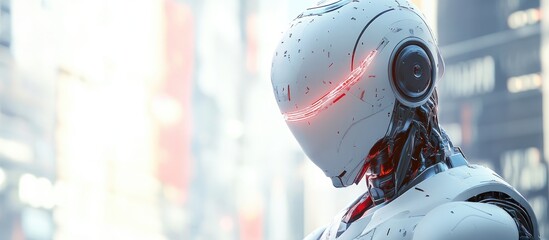 Poster - 3D illustration of a humanoid robot often referred to as an android depicting an artificial intelligence concept in a science fiction setting
