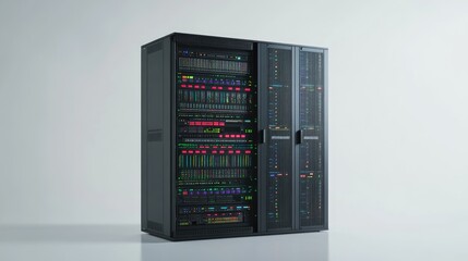 Poster - 3D illustration of a network workstation server featuring an isolated design against a white background