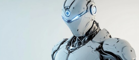 Poster - 3D illustration of a male robot set against a plain white backdrop