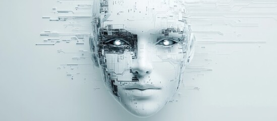 Poster - 3D illustration of a processor against a white background featuring a facial design