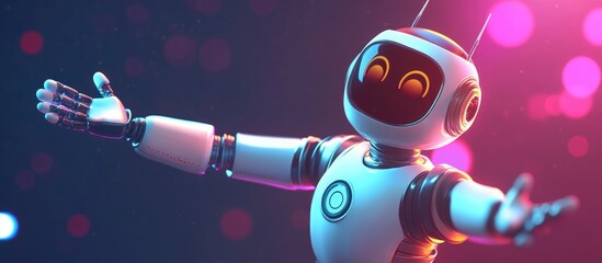 Poster - 3D illustration of a robot character extending a friendly welcome