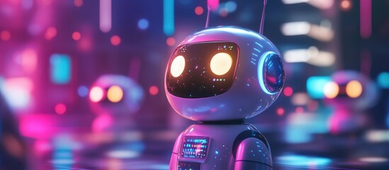 Poster - Intelligent digital chatbots assist customers in accessing information through online networks utilizing AI and advanced technology in chat interactions