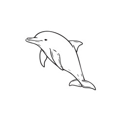 dolphin in cartoon, doodle style . Image for t-shirt, web, mobile apps and ui. Isolated 2d vector illustration in logo, icon, sketch style, Eps 10, black and white. AI Generative