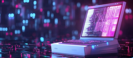 Aufkleber - Double exposure of computer with technological illustrations Symbolizing innovation and modern advancements