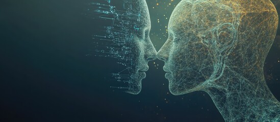 Poster - Human connection and artificial intelligence concept exploring the fusion of smart creativity with robotic intelligence for innovative and futuristic collaborations