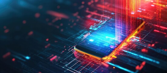 Poster - LTE and 5G represent the fastest wireless network connections Concept showcasing smartphone usage with high speed LTE connectivity