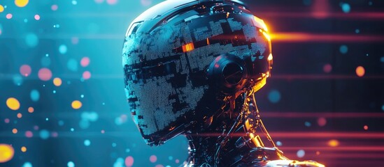 Poster - 3D illustration of a robot utilizing machine learning technology