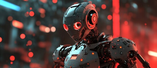Poster - 3D illustration of a master robot prepared for action