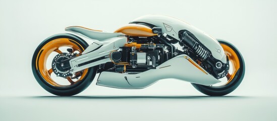 Wall Mural - futuristic hover bike in a stylish profile view against a clean white background featuring a 3d desi