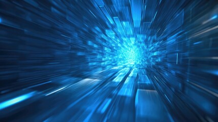 Fototapete - Abstract Blue Zoom Motion Background