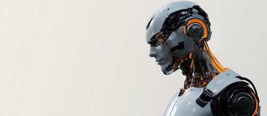 Poster - 3D illustration of a male robotic figure against a white backdrop