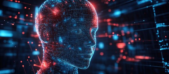 Poster - Artificial intelligence and technology background featuring a virtual concept