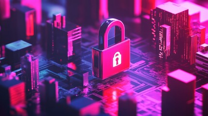 Aufkleber - 3D illustration of a network community concept featuring a lock symbol alongside an HTTP sign