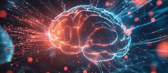Aufkleber - Futuristic technology network simulating brain function for business analysis innovation and growth featuring AI driven chat and live interactions