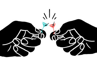 Unrecognizable hands toasting glasses