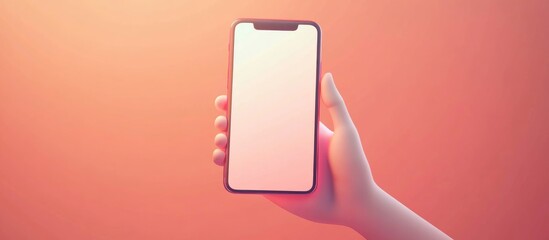 Poster - Hand holding a smartphone in a flat design style