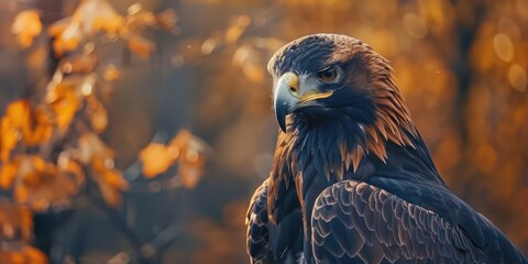 Canvas Print - A formidable golden eagle predator with a menacing gaze