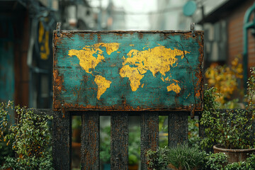 Canvas Print - A weathered climate change protest banner hanging from a fence, calling for urgent action. Concept of grassroots activism and the push for climate justice.