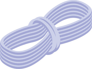 Poster - Blue cable wire is folded and tied with a knot, isolated on white background