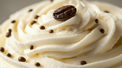 Sticker -    a cupcake with creamy frosting and a placed coffee bean atop it