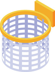 Poster - Empty pen holder basket for desk organizing isometric icon is standing on white background